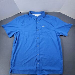 Columbia PFG Shirt Mens 2XL Blue Vented Short Sleeve Fishing Outdoors Summer